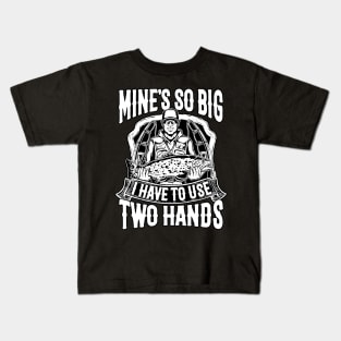 Funny Bass Fish Dad Mine's Big Use Two Hands Fishing Kids T-Shirt